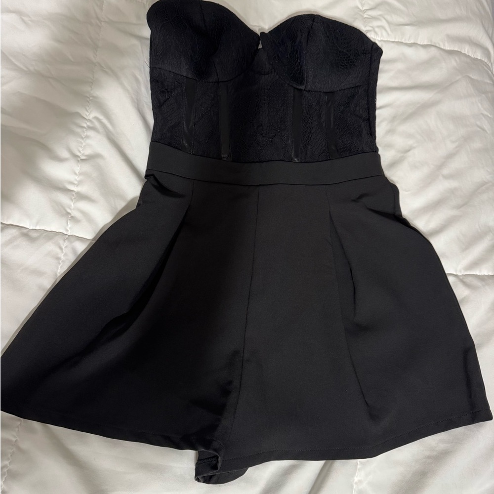 Elegant Black Strapless romper